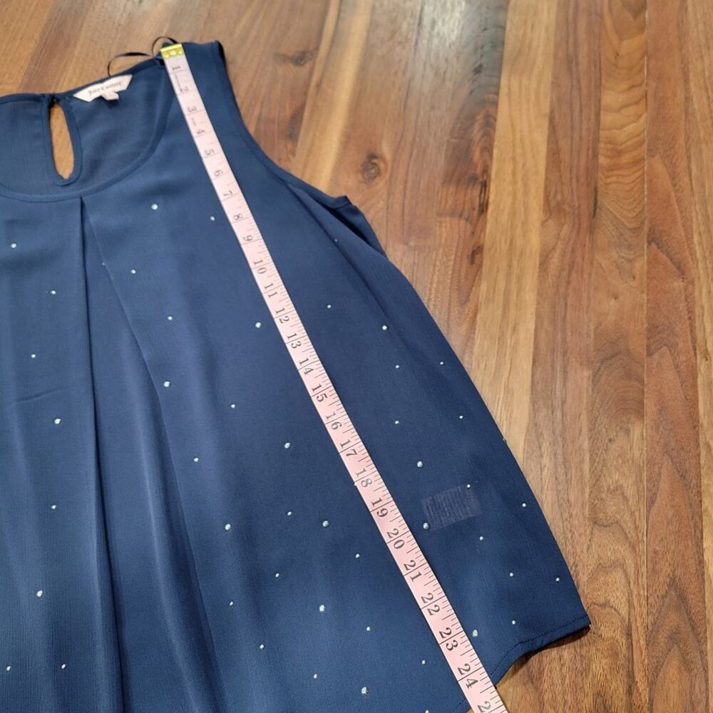 Juicy Couture Navy Blue Sheer Sleeveless Tank With Silver accents Size Large - Picture 4 of 6